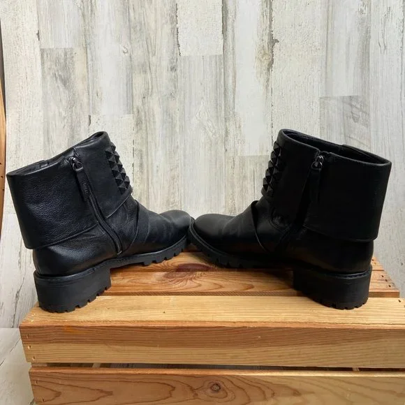 SALE! SCHUTZ Women's Size 9.5 Studded Leather Boots Side Zipper Entry EU Size 41 - Picture 5 of 11